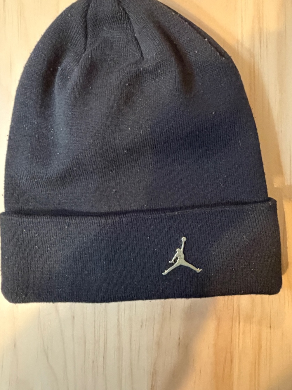 Jordan Black Cuffed Beanie with Metallic Jumpman